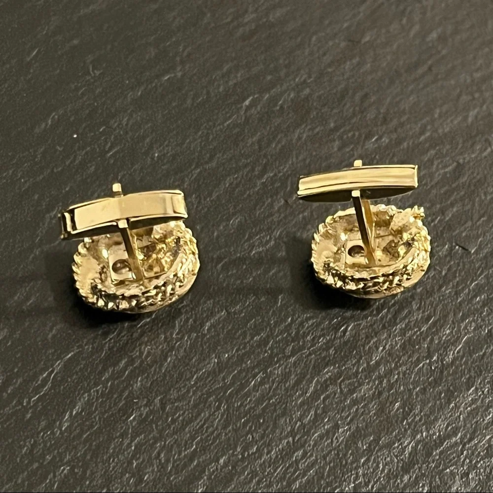 Vintage Gold Tone Cowboy Hat Rope Western Theme Cufflinks